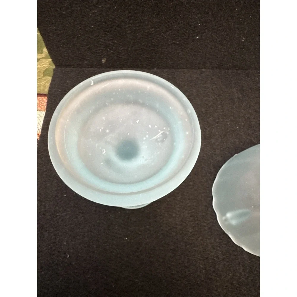 Westmoreland Vintage Baby Blue Frosted Glass 2-Piece Fairy Lamp 6
